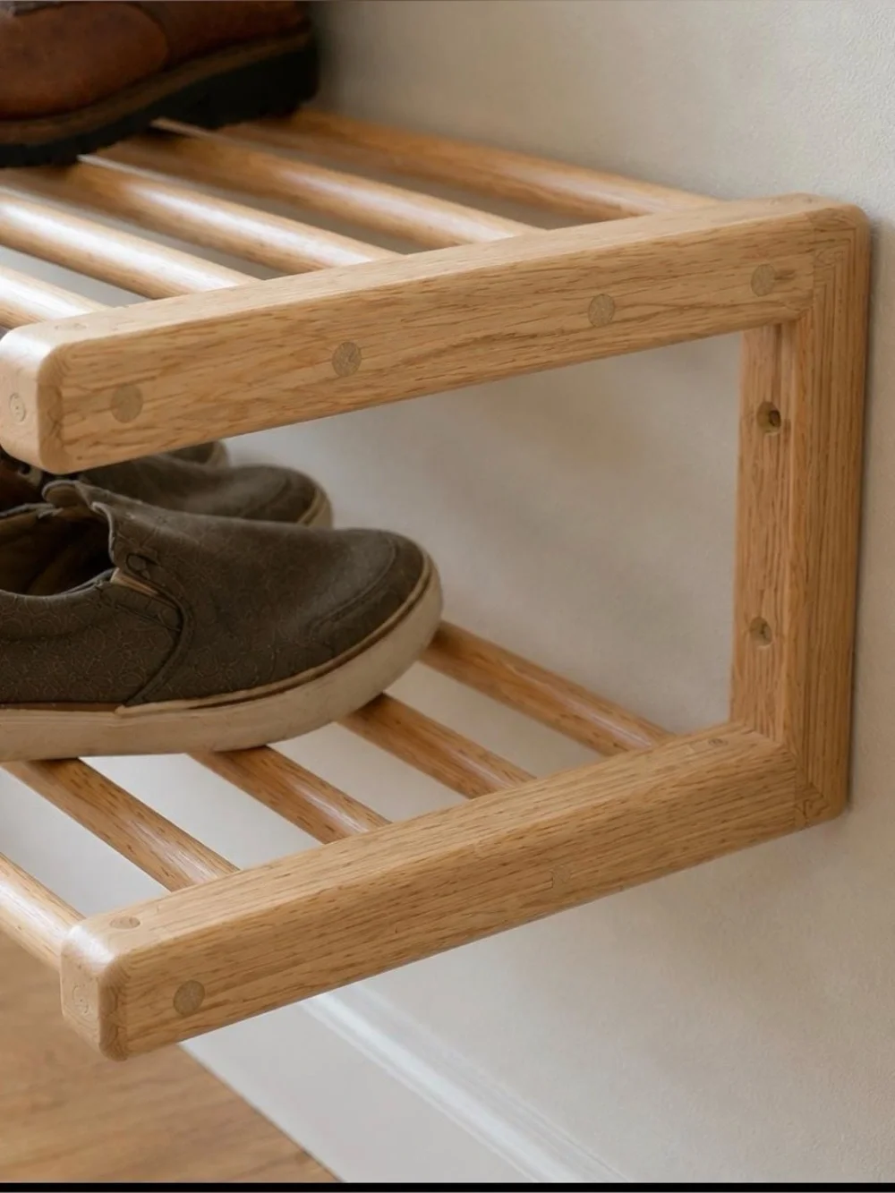 NWT Handcrafted Wall-Mounted MCM Shoe Rack (3 available)